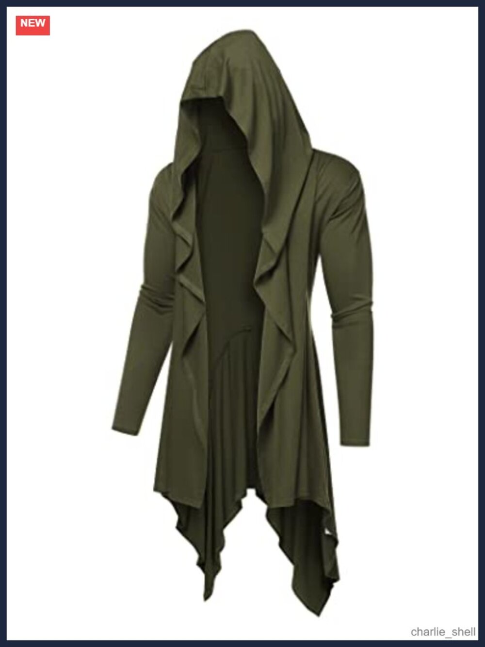 COOFANDY Long Hooded Cardigan Ruffle Shawl Collar Open Front Lightweight Drape